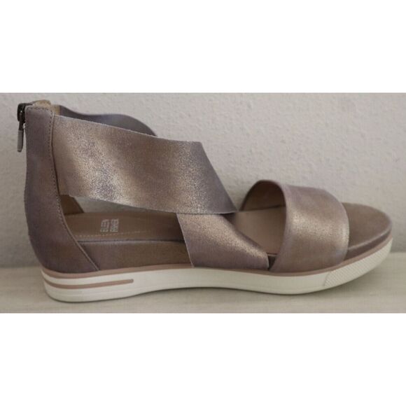Eileen Fisher Women's Sz 9M Platinum Metallic Suede Sport Back Zip Sandals - Picture 6 of 12